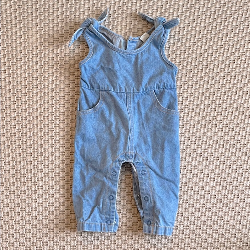 Denim Jumper Overalls With Bows
